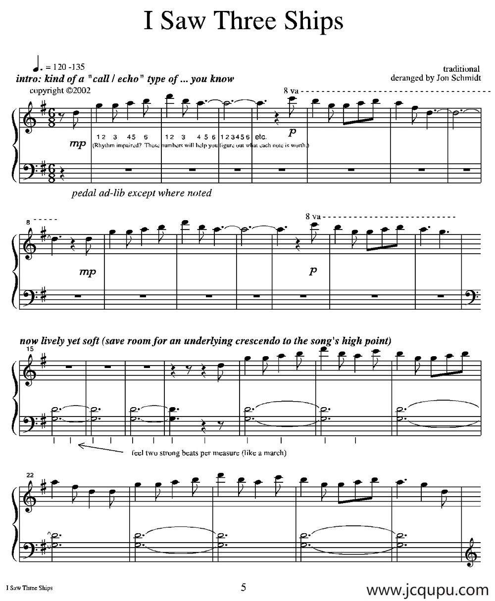 I Saw Three Ships简谱