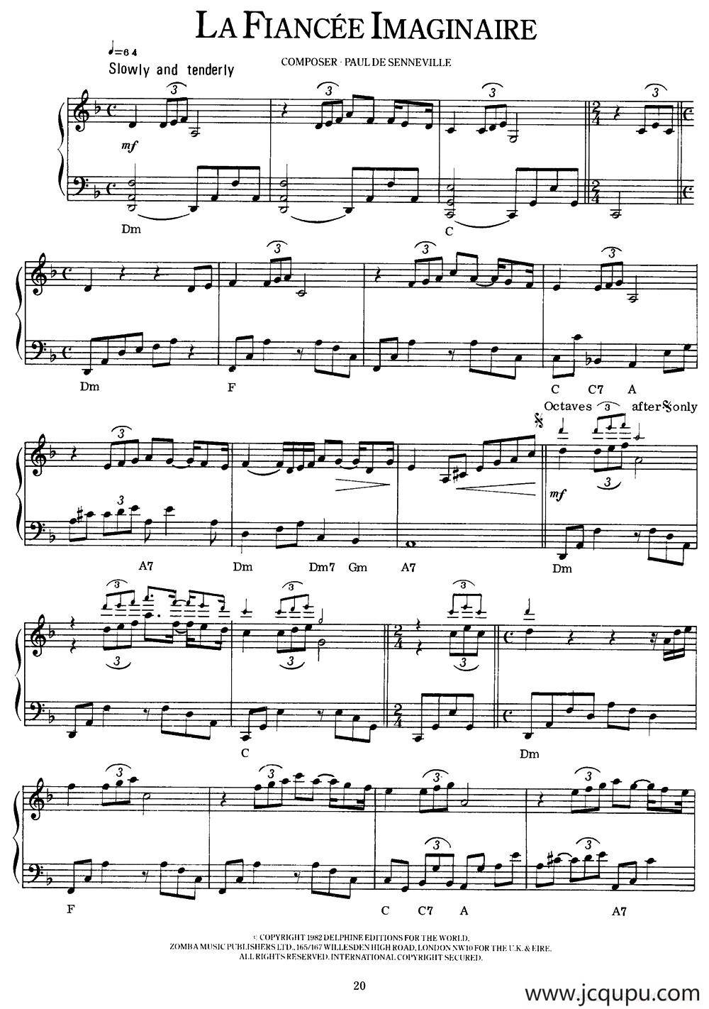 La Fiancée Imaginaire简谱