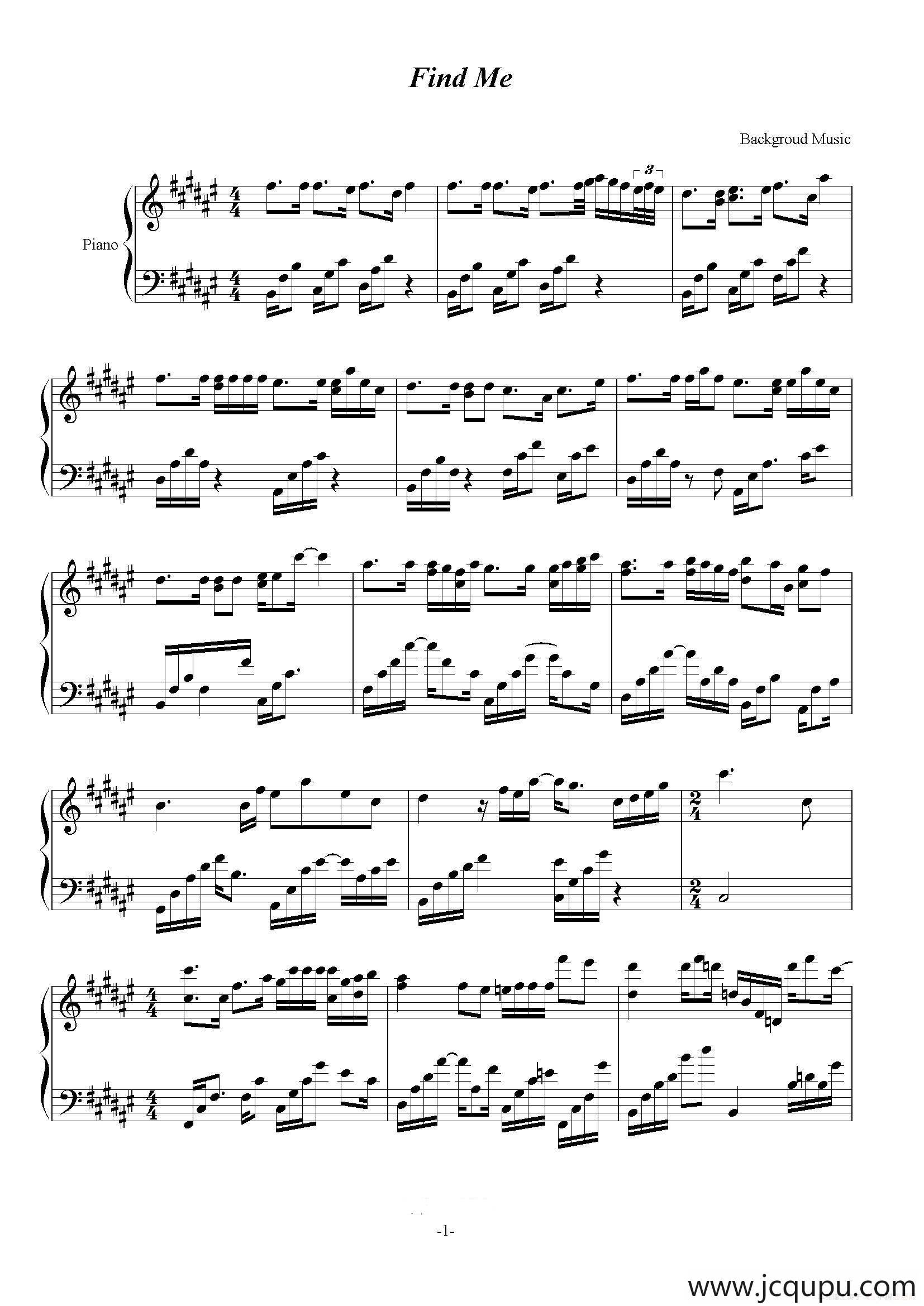 Find Me简谱