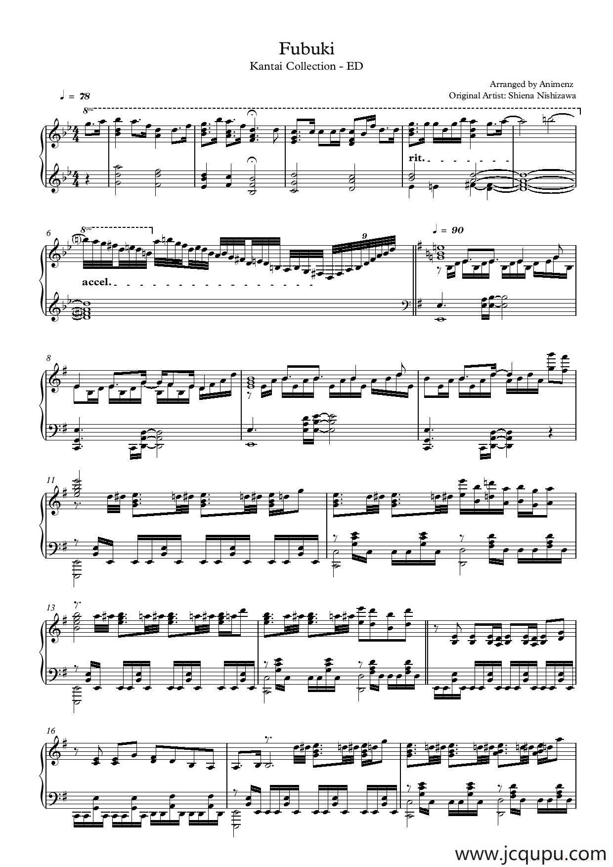 Fubuki（吹雪）简谱