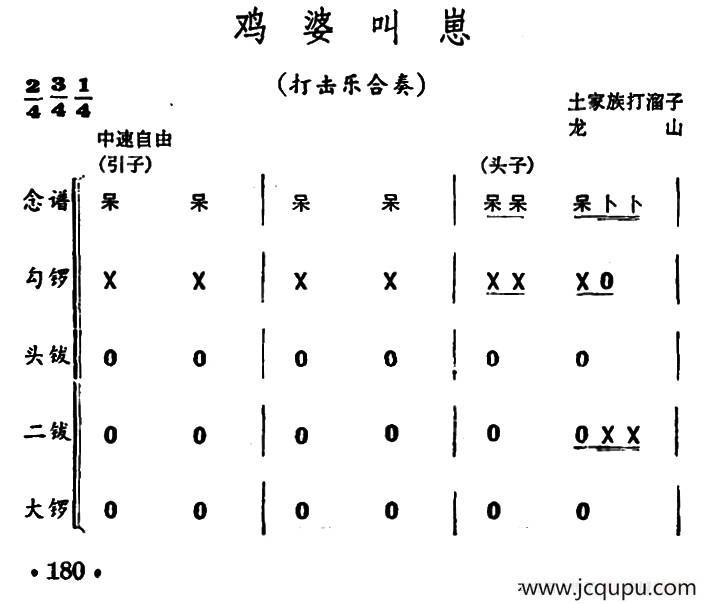 鸡婆叫崽（打击乐合奏）简谱