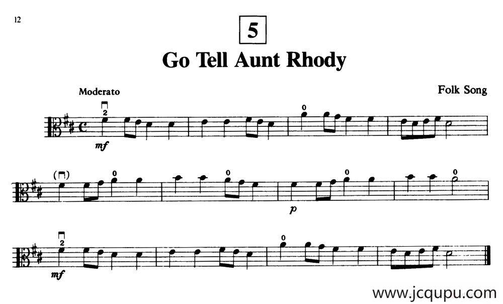Go Tell Aunt Rhody（中提琴）简谱