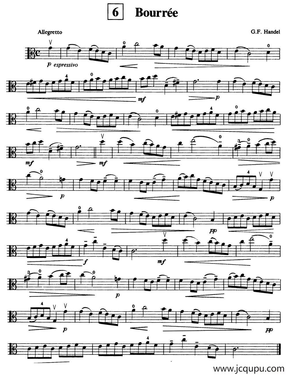 Bourree（中提琴）简谱