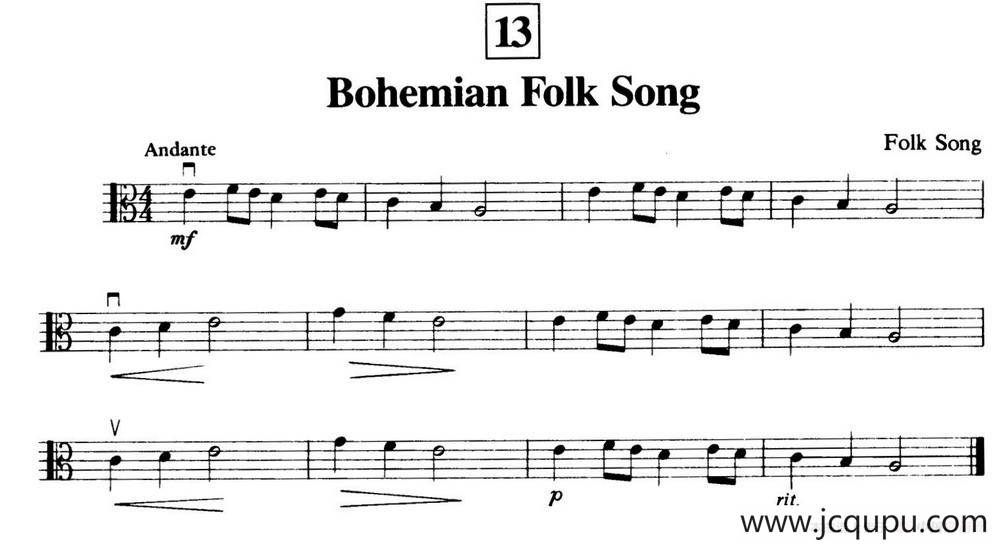 Bohemian Folk Song（中提琴）简谱