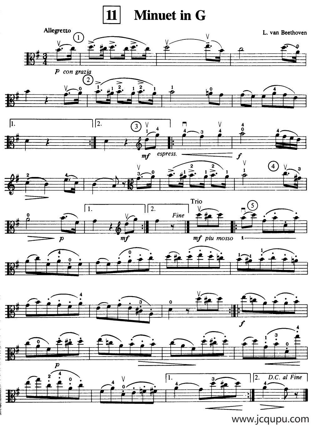 Minuet in G（中提琴）简谱