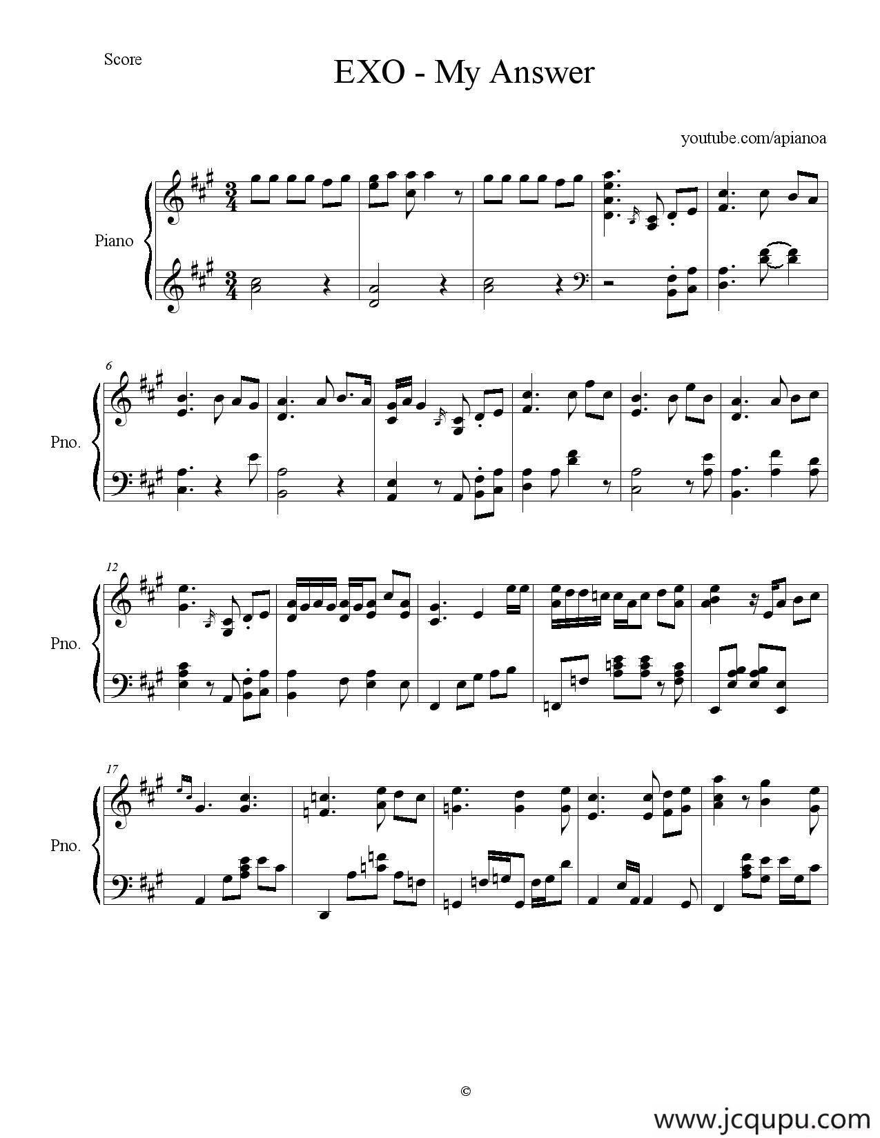 MY ANSWER（我的答案）简谱