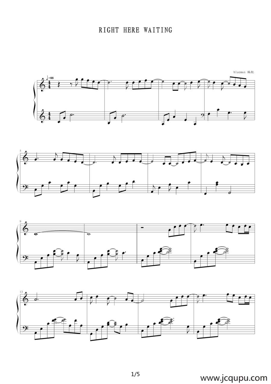 Right Here Waiting简谱