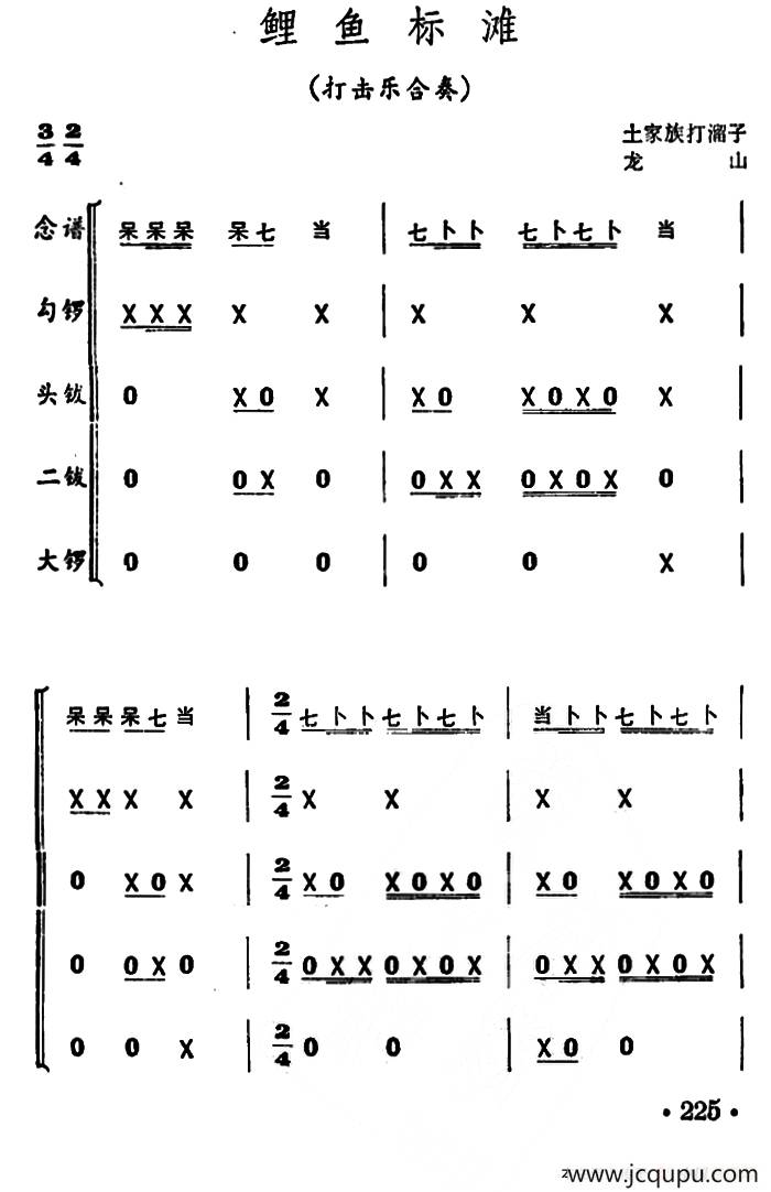 .鲤鱼标滩（打击乐合奏）简谱