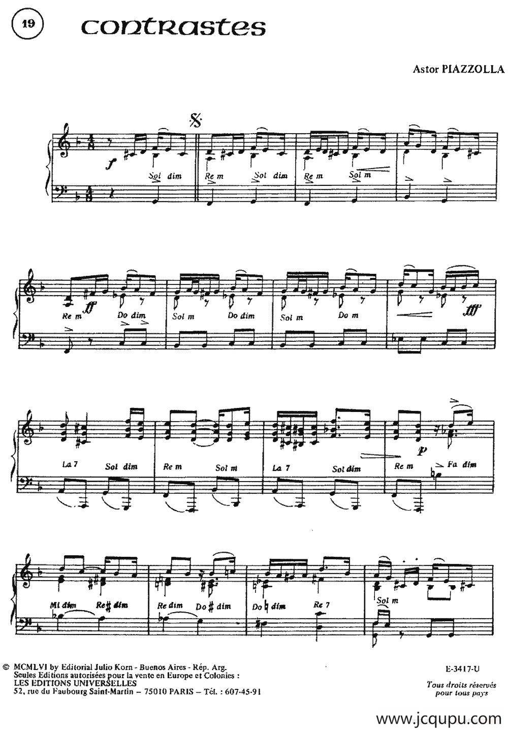 Piazzolla合集：19、Contrastes简谱