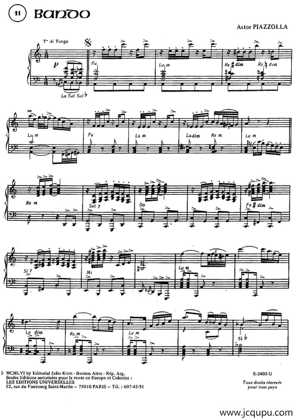 Piazzolla合集：11、Bando简谱