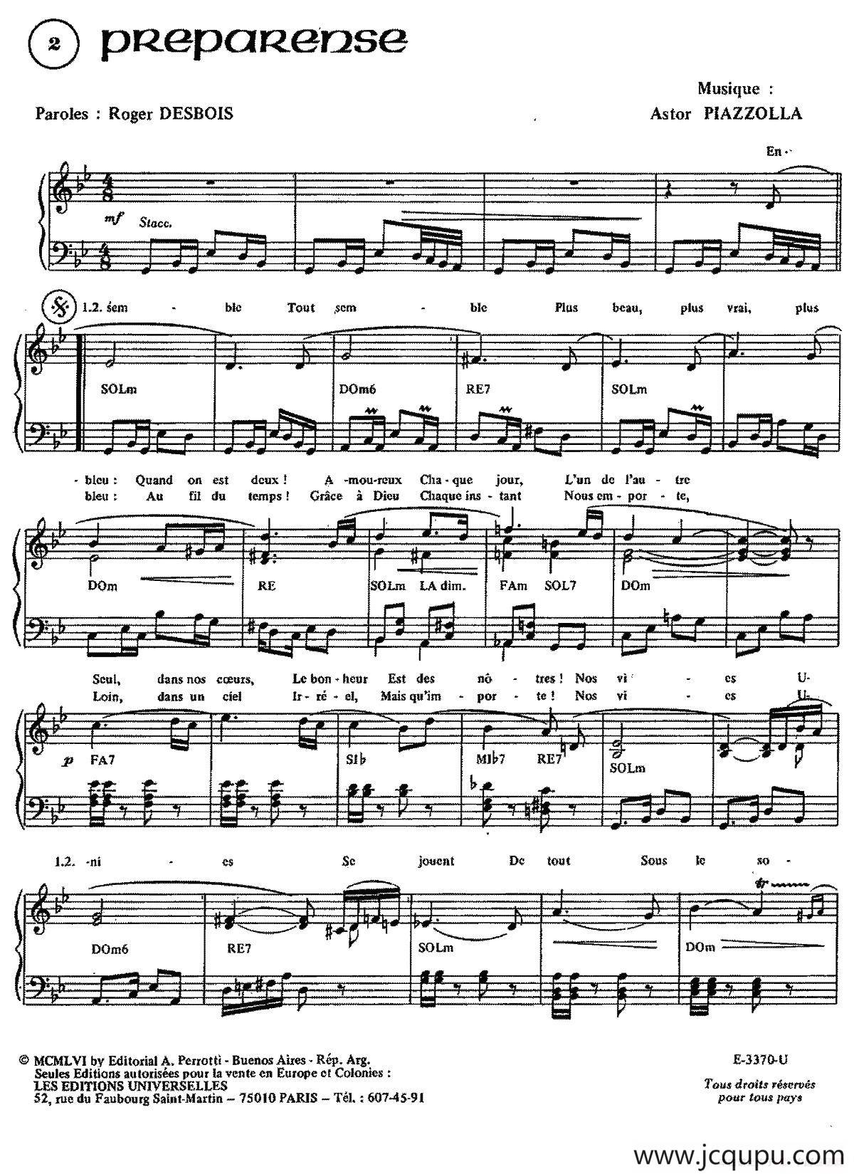 Piazzolla合集：2、Preparense简谱