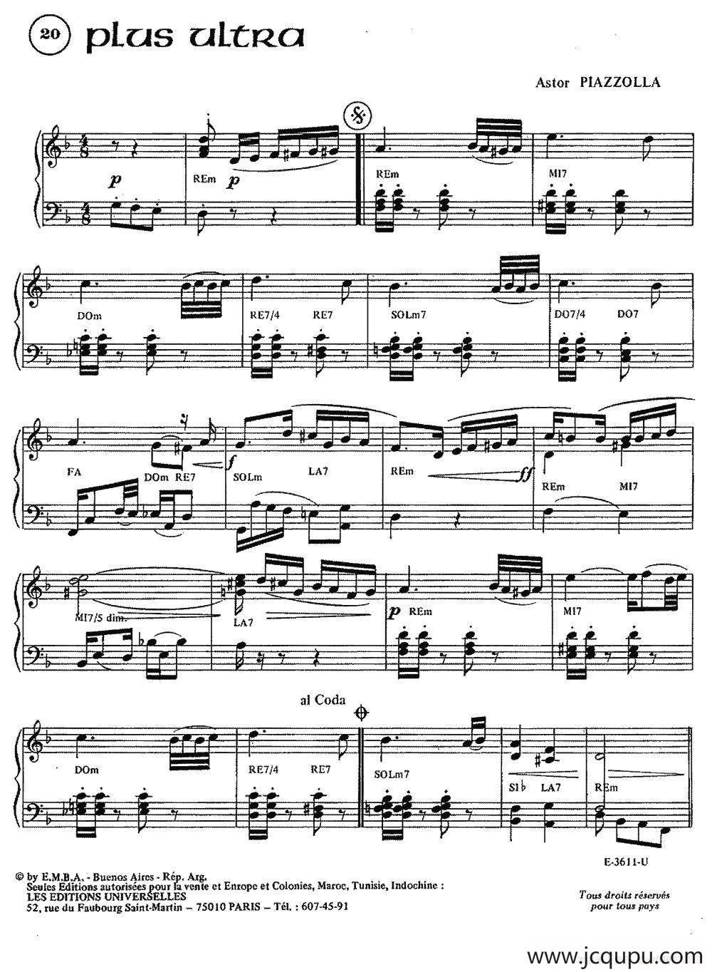Piazzolla合集：20、Plus Ultra简谱