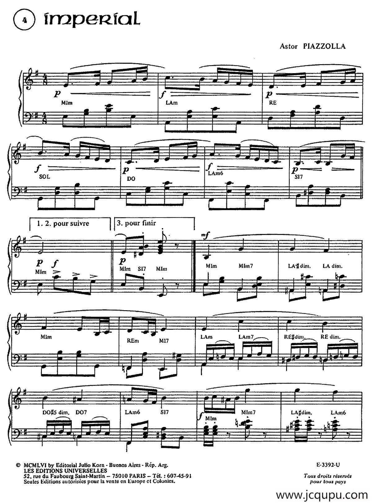 Piazzolla合集：4、Imperial简谱
