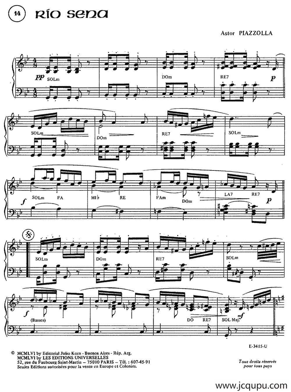 Piazzolla合集：14、Rio Sena简谱