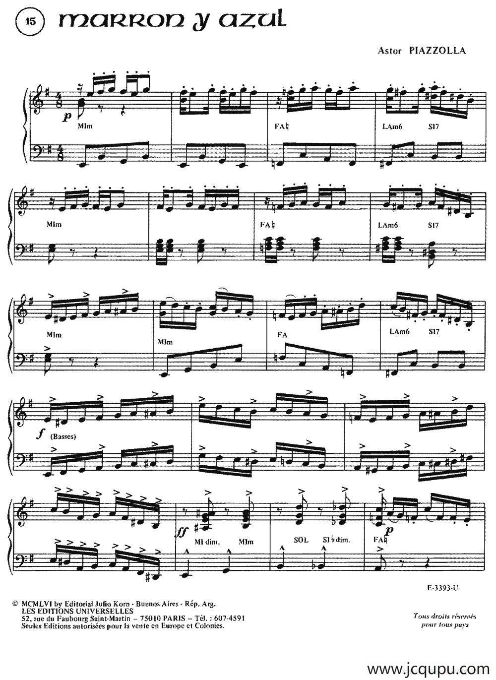 Piazzolla合集：15、Marron Y Azul简谱