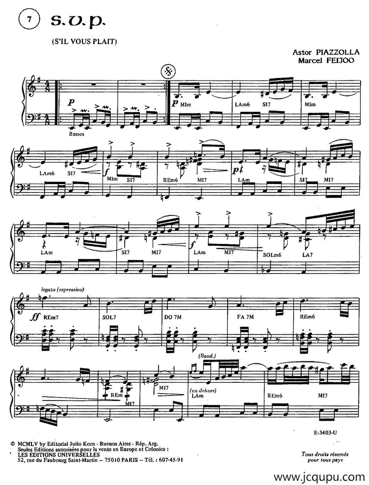 Piazzolla合集：7、S.V.P.简谱