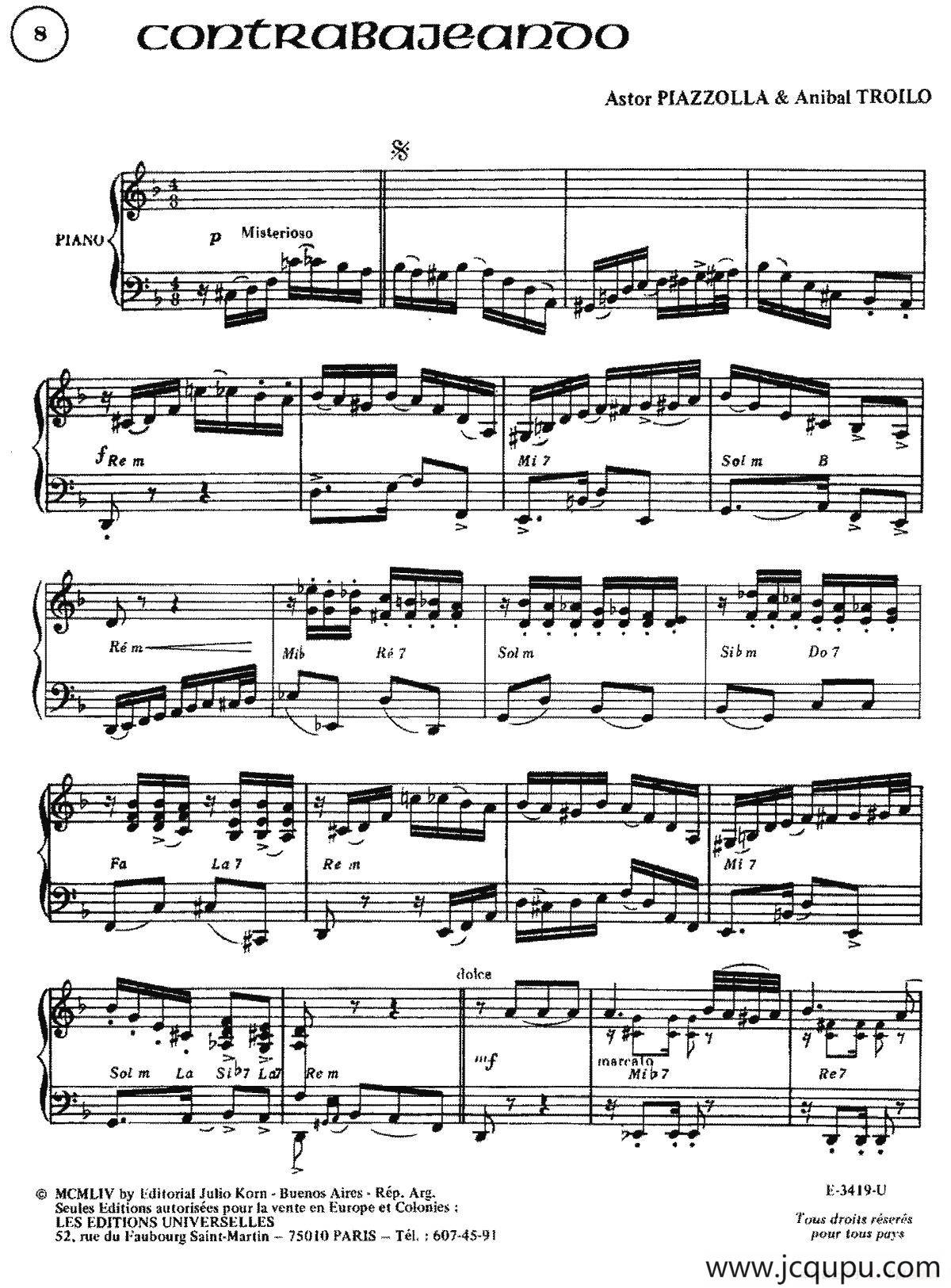 Piazzolla合集：8、Contrabajeando简谱