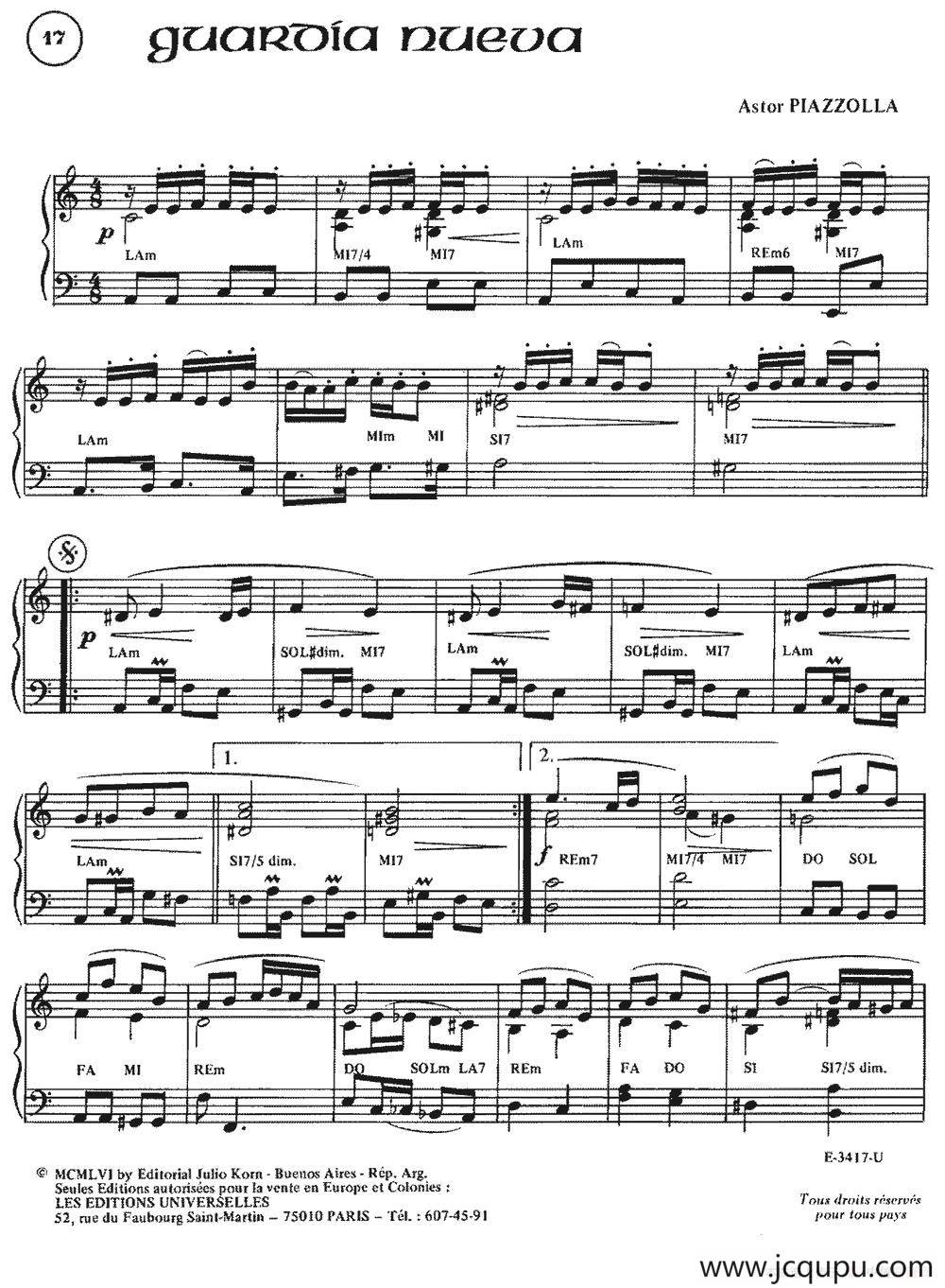 Piazzolla合集：17、Guardia Nueva简谱