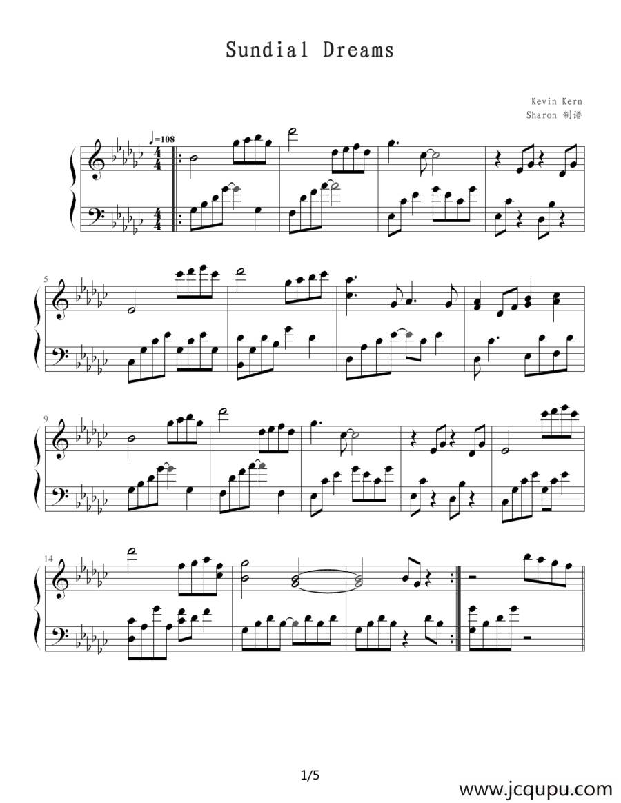 Sundial Dreams（Sharon制谱版）简谱