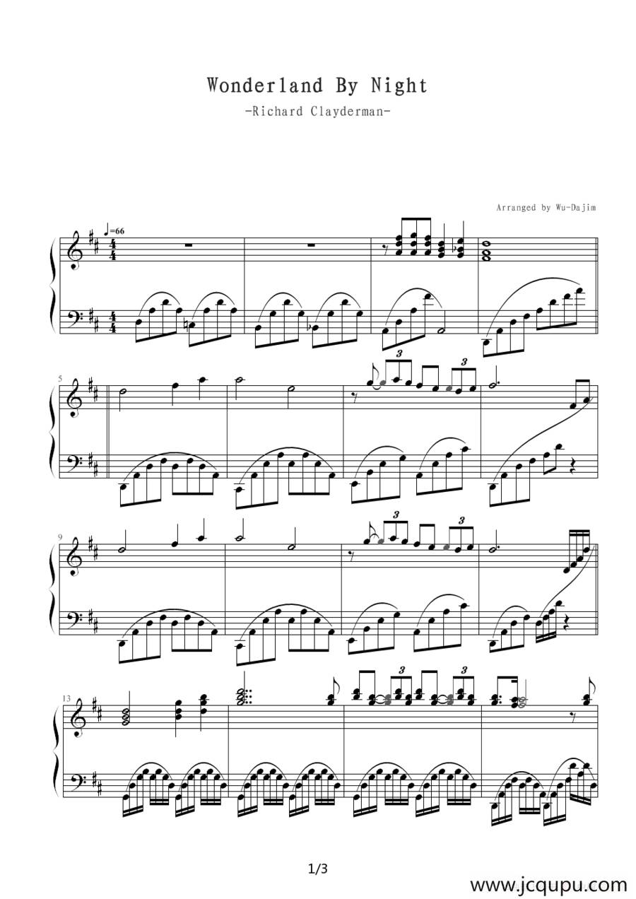 Wonderland By Night简谱