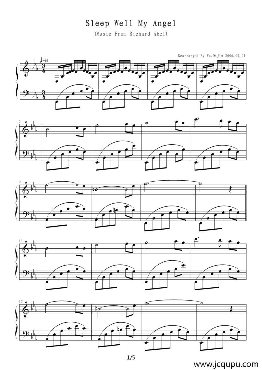 Sleep Well My Angel（好好睡吧,我的天使）简谱
