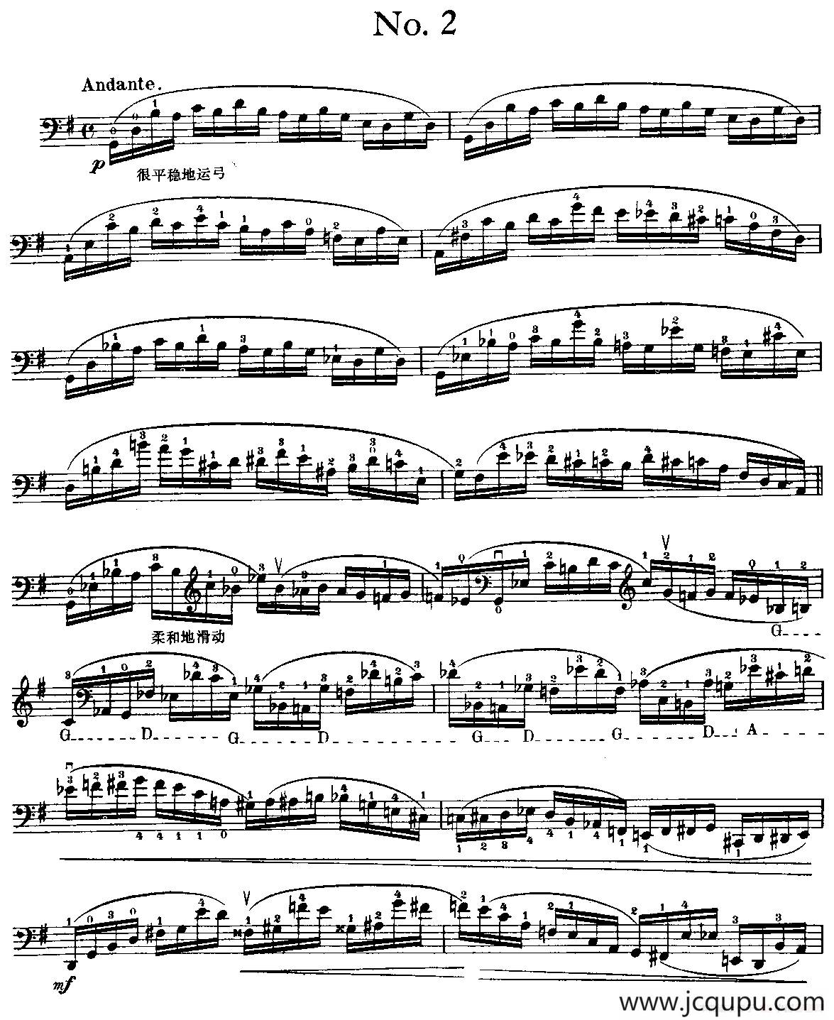 戴维波帕尔高级大提琴练习曲No2简谱