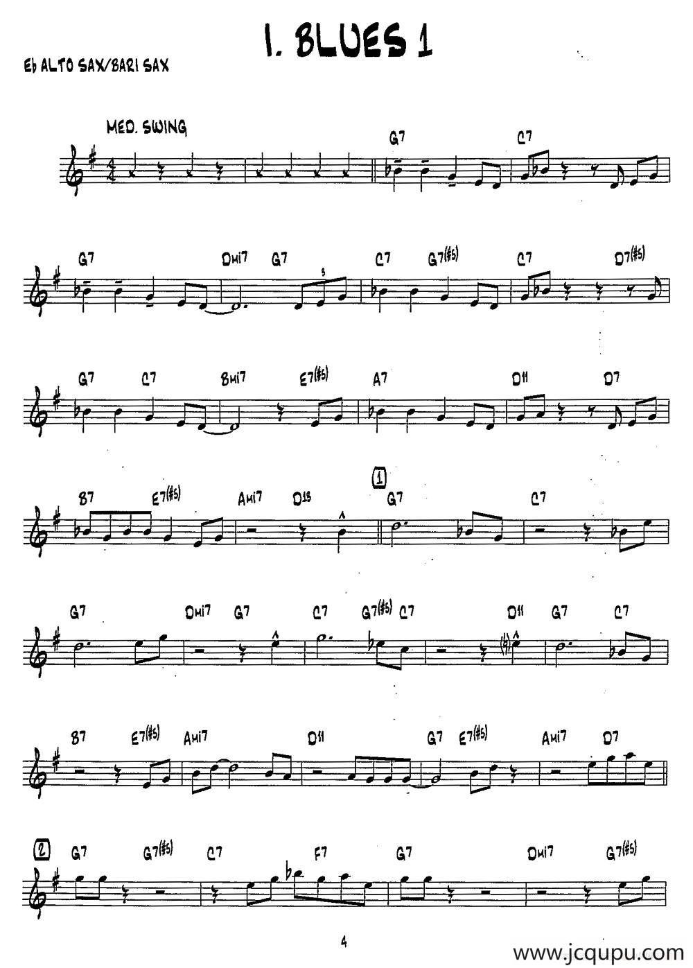 BLUES1（15首爵士练习曲之1）简谱