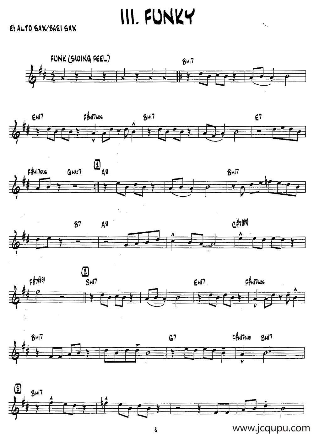 FUNKY（15首爵士练习曲之3）简谱
