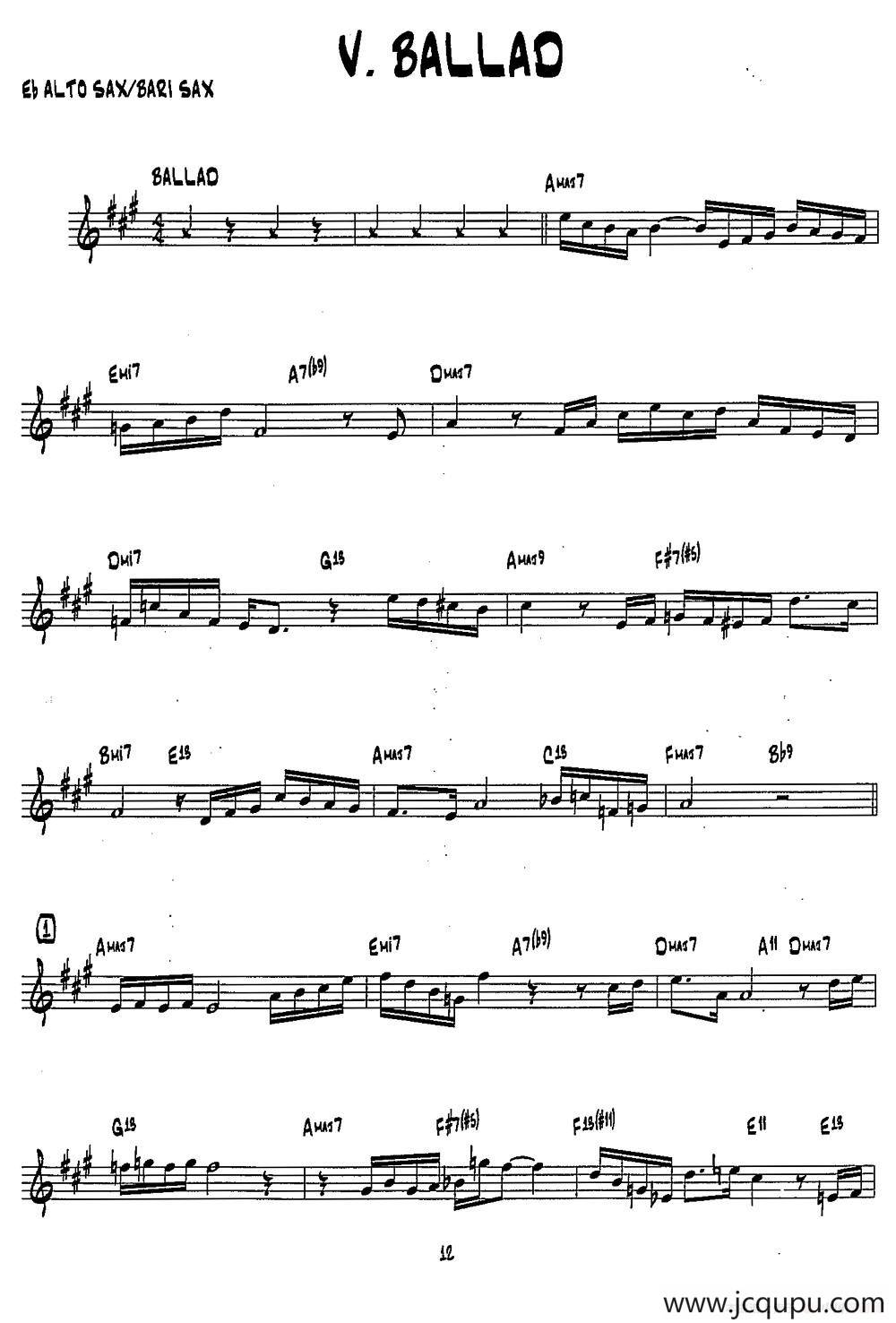 BALLAD（15首爵士练习曲之5）简谱