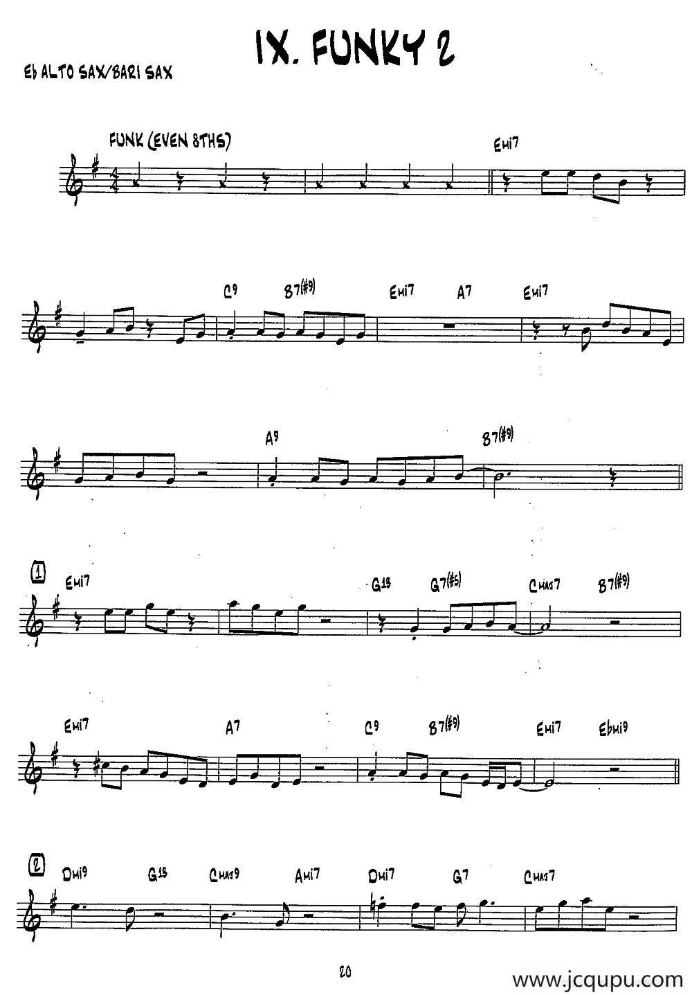 FUNKY2（15首爵士练习曲之9）简谱