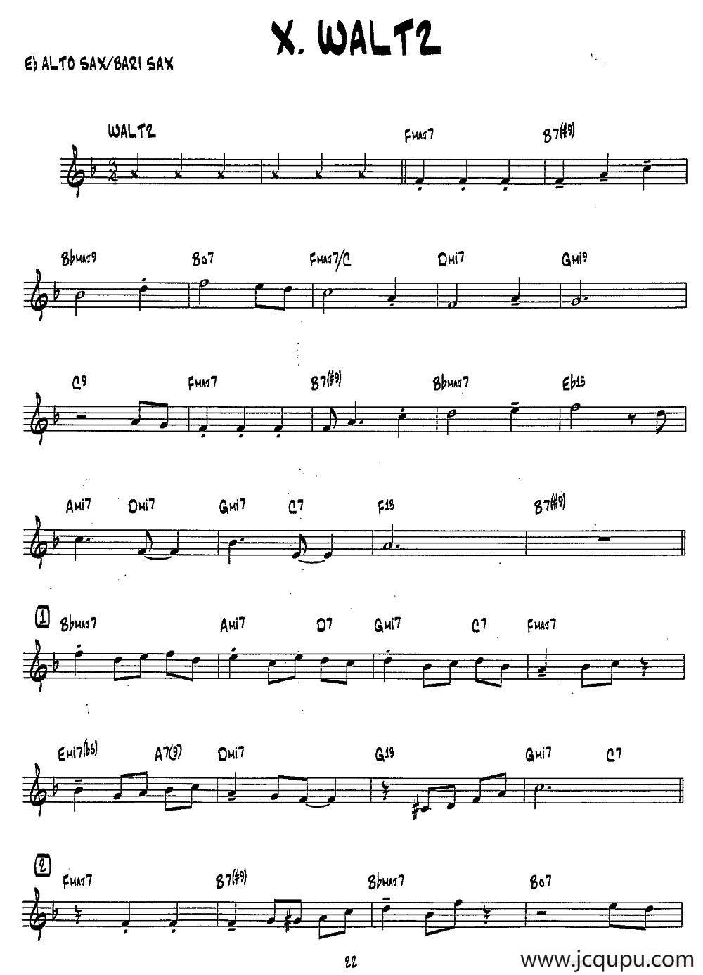 WALTZ（15首爵士练习曲之10）简谱