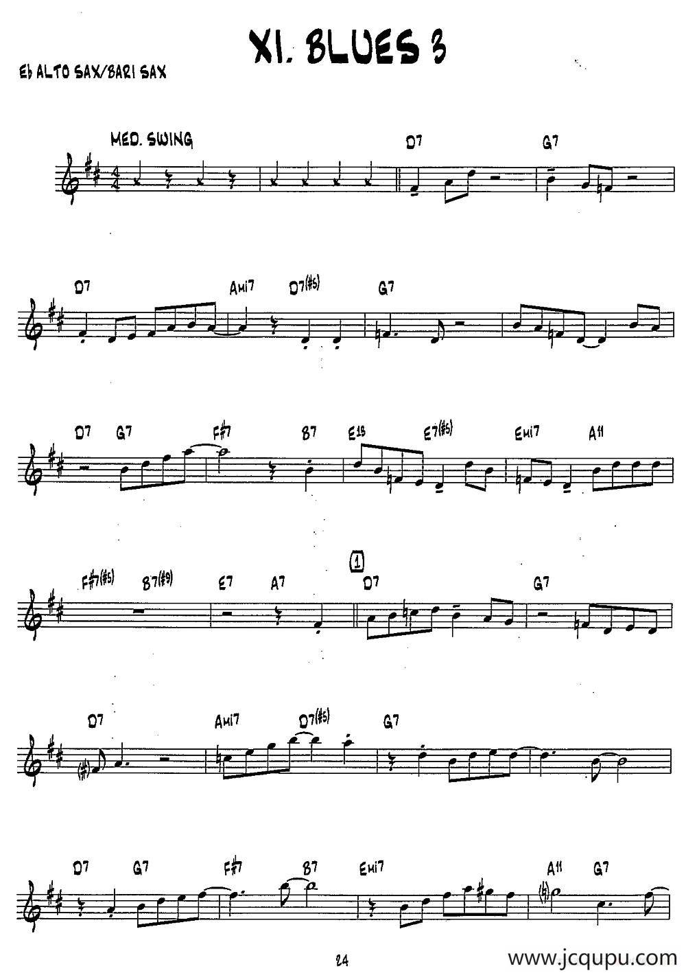  BLUES3（15首爵士练习曲之11）简谱
