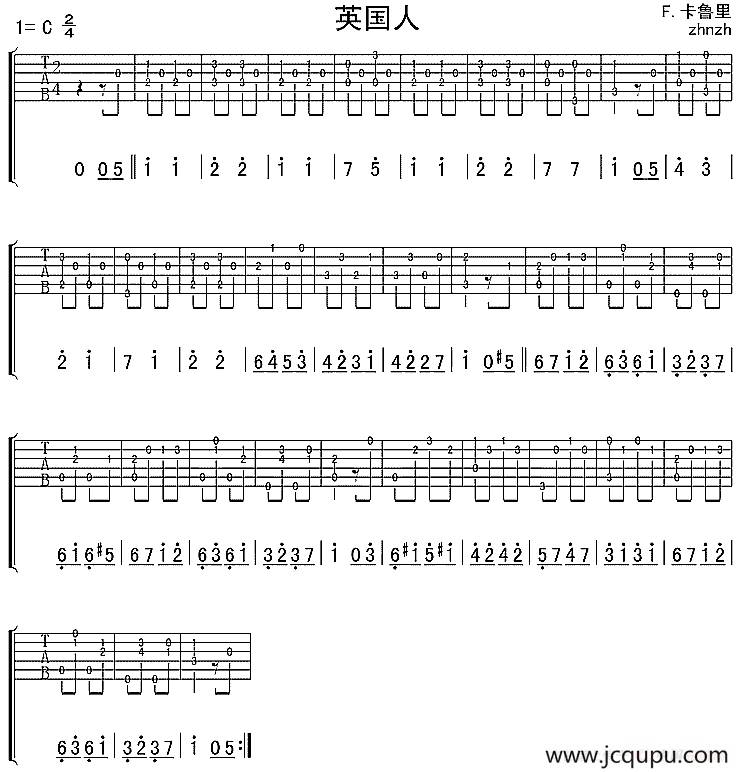 英国人（独奏曲）简谱