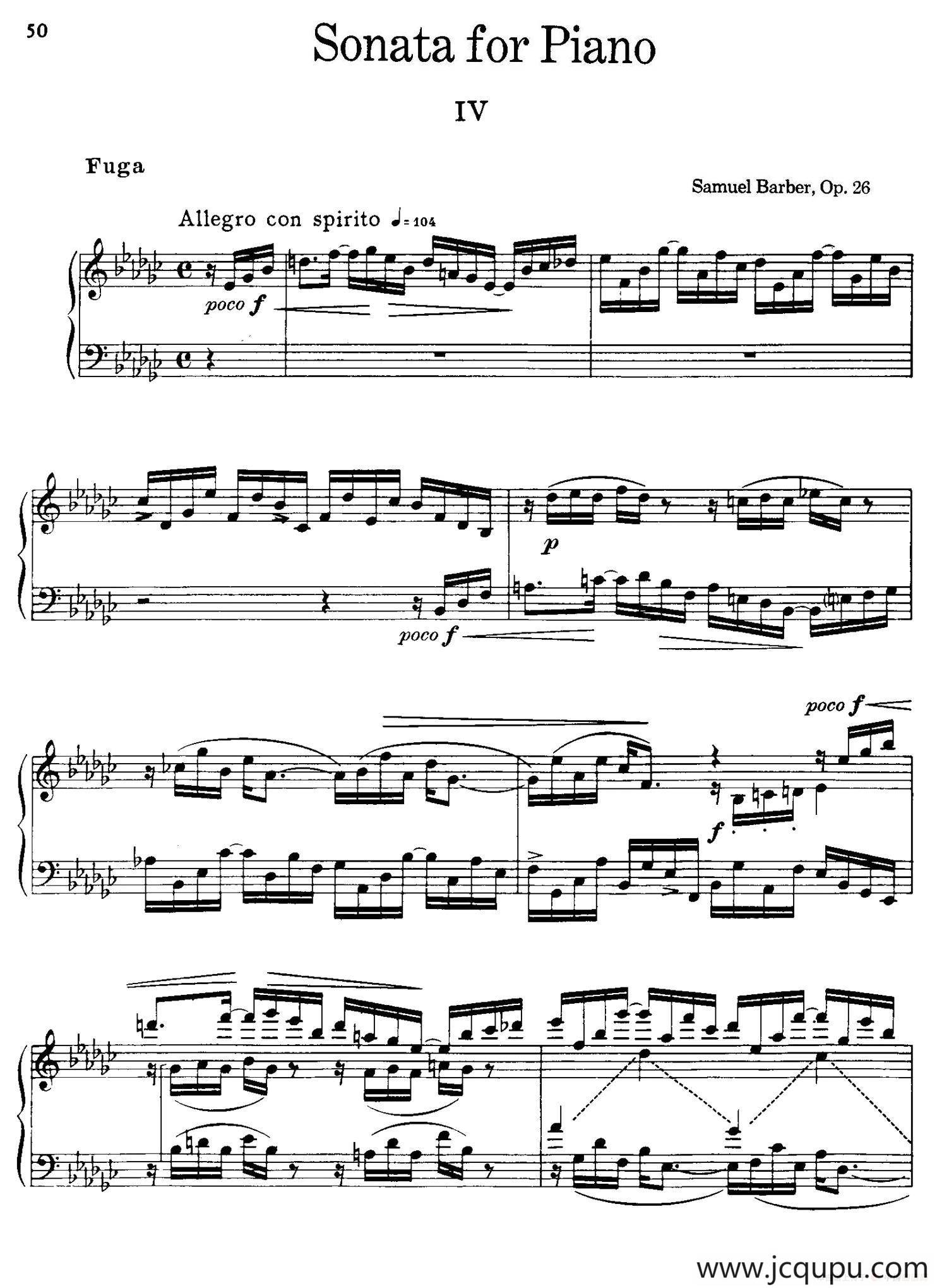 降e小调钢琴奏鸣曲 Op.26 v.4简谱