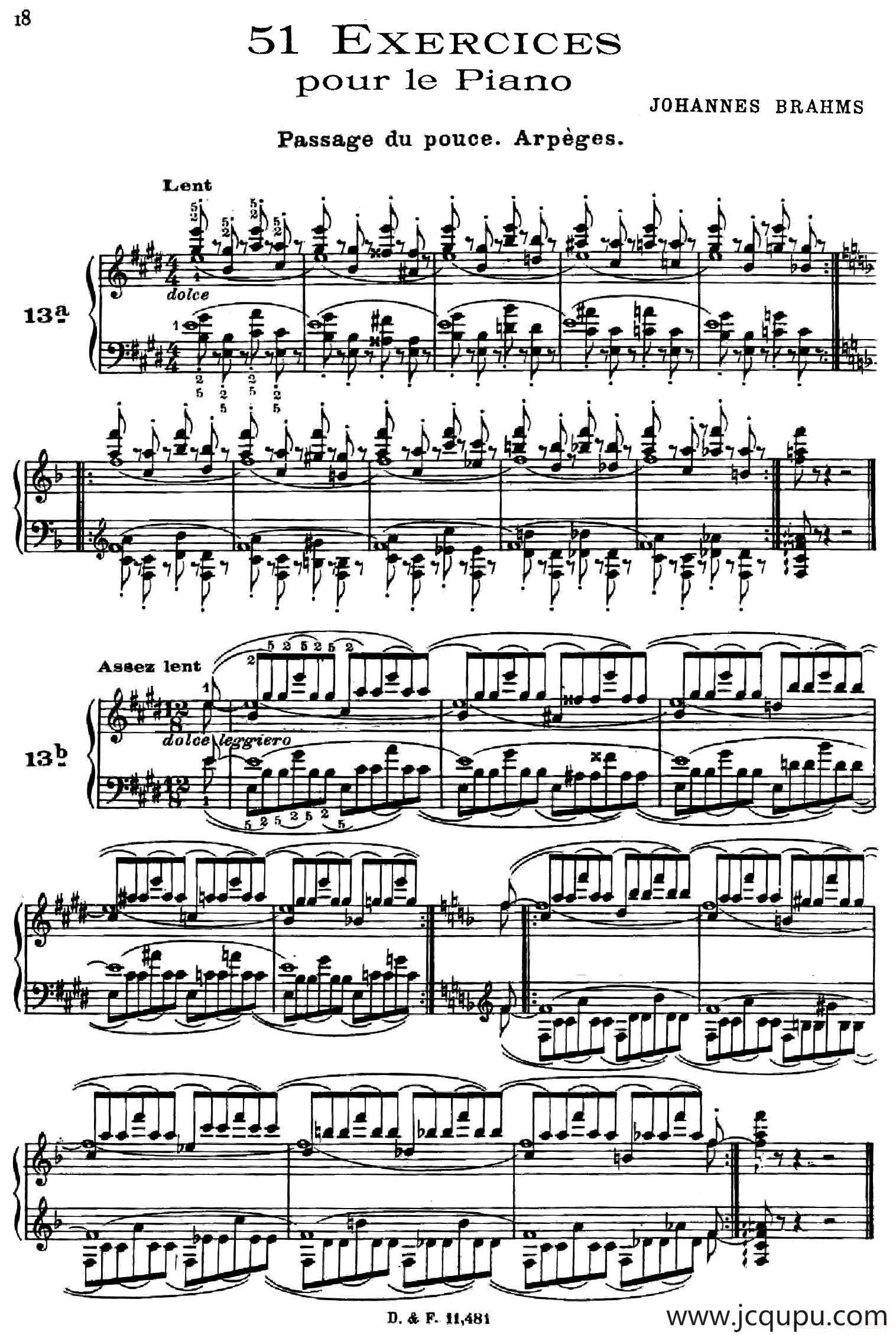 51 Exercises, WoO 6（51首钢琴练习 13—18）简谱