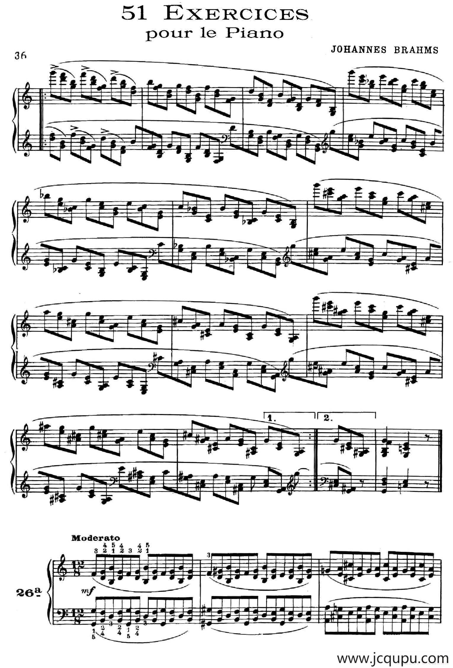 51 Exercises, WoO 6（51首钢琴练习 26—30）简谱