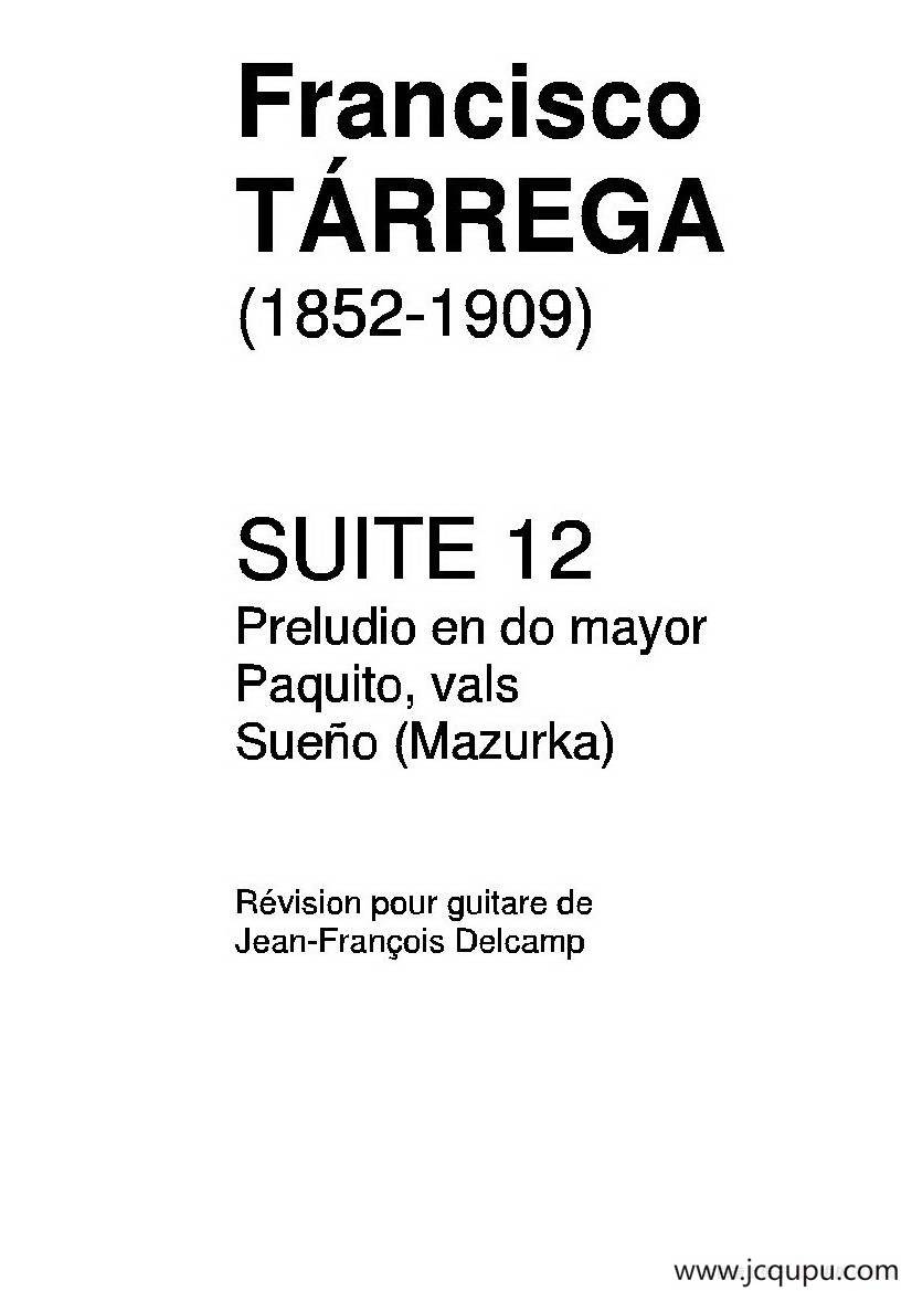 《塔雷加作品全集》第12部分（古典吉他）简谱