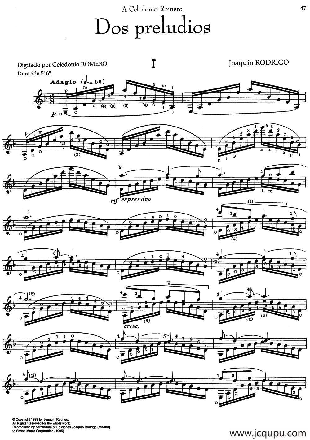 Joaquin Rodrigo Music for Guitar（罗德里戈吉他音乐P47-53）（古典吉他）简谱