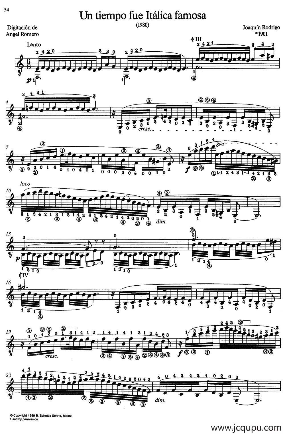 Joaquin Rodrigo Music for Guitar（罗德里戈吉他音乐P54-60）（古典吉他）简谱