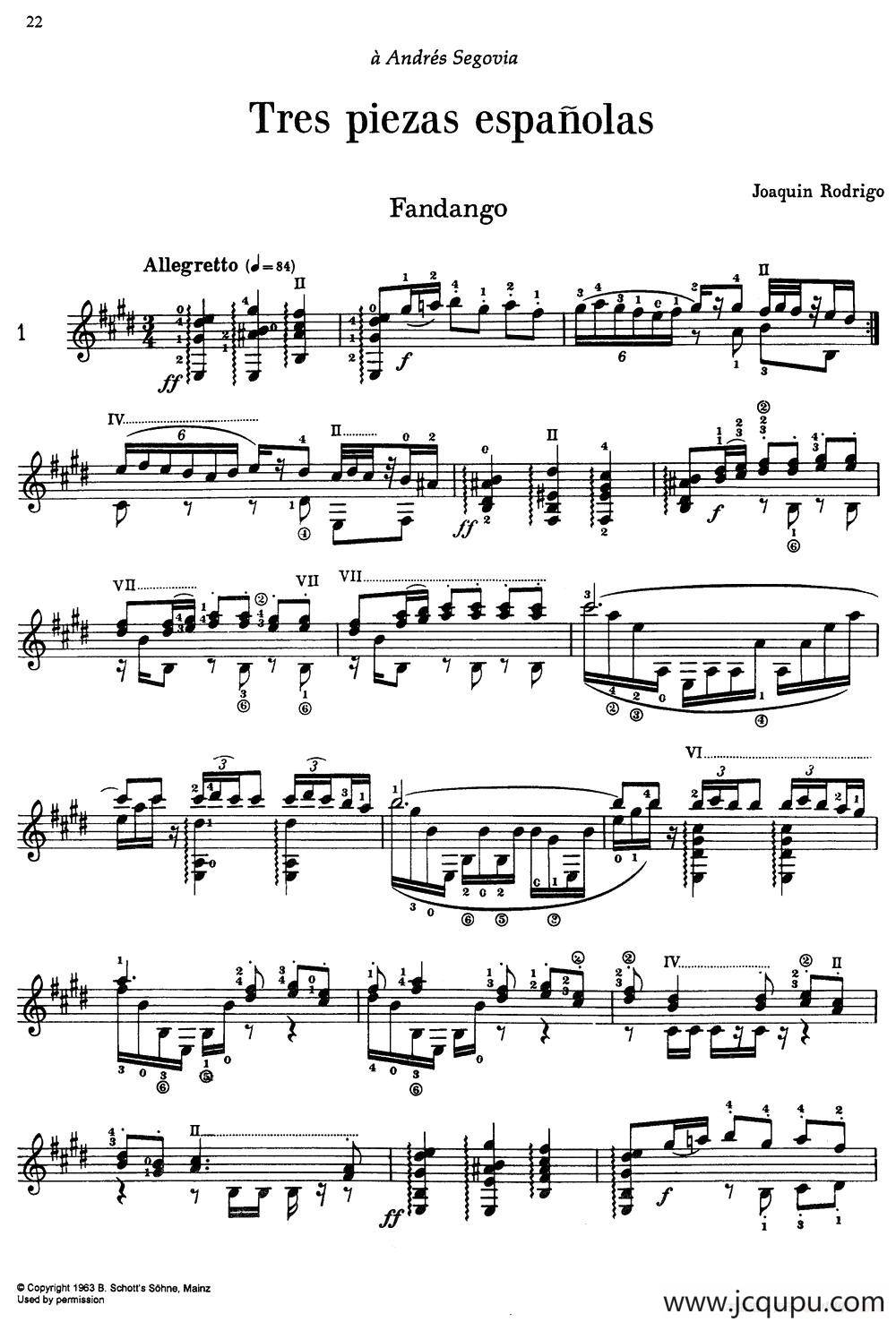 Joaquin Rodrigo Music for Guitar（罗德里戈吉他音乐P22-35）（古典吉他）简谱