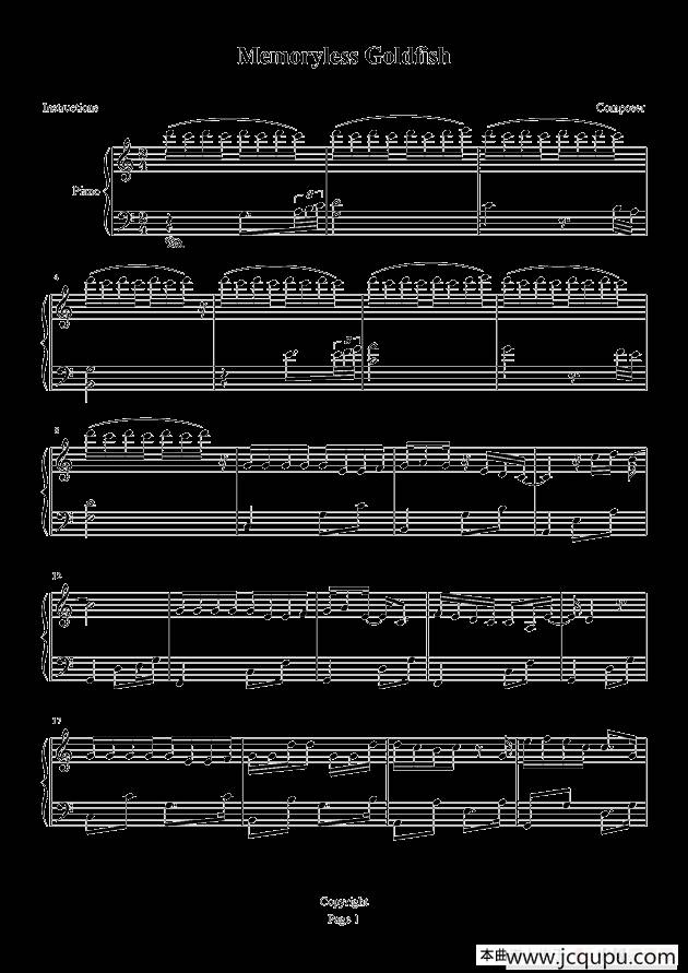 Memoryless Goldfish（失忆的金鱼）简谱