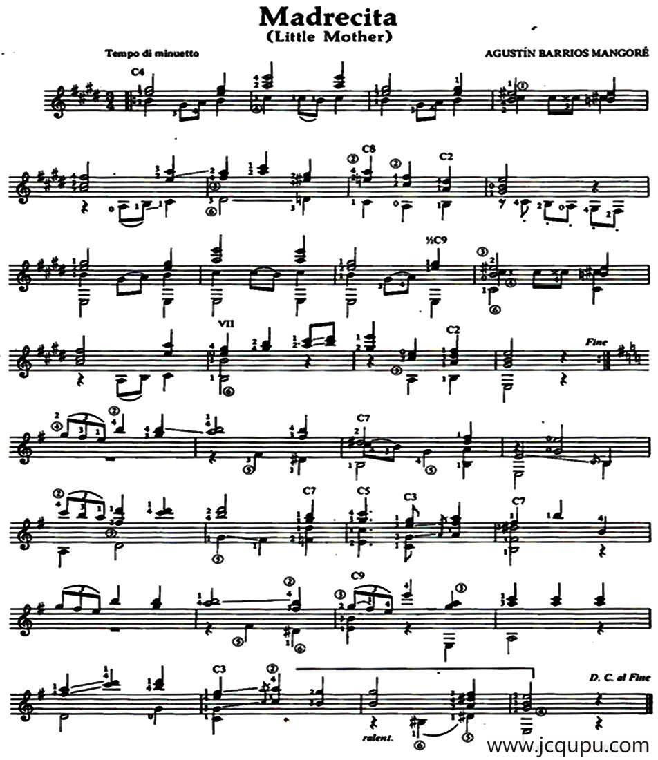 Madrecita（古典吉他）简谱