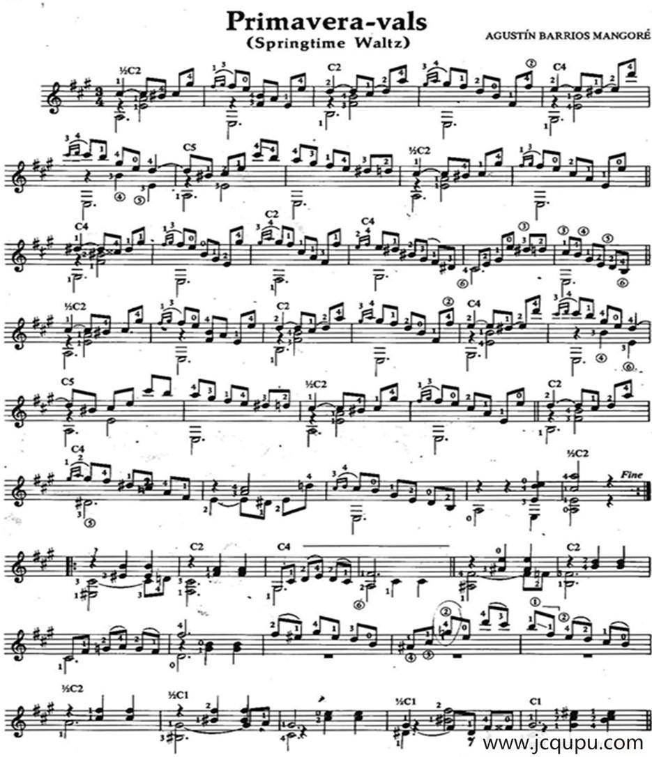 Primavera-vals（古典吉他）简谱