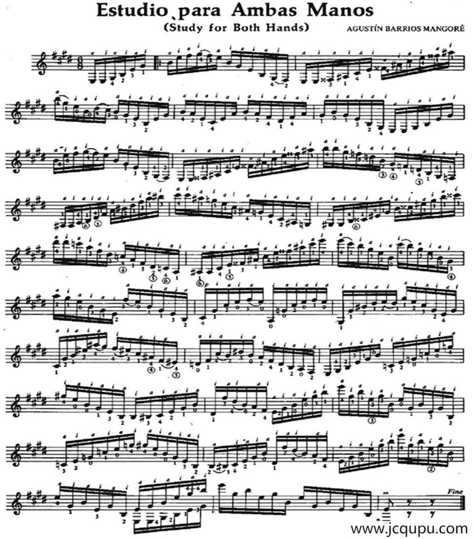 Estudio para Ambas Manos（古典吉他）简谱