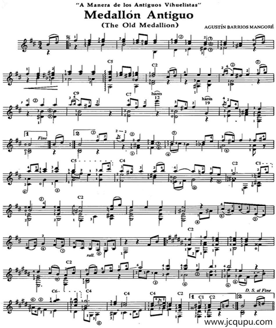 Medallon Antiguo（古典吉他）简谱