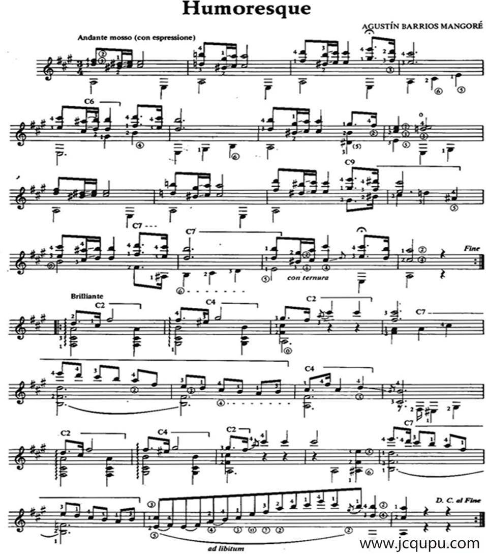 Humoresque（古典吉他）简谱