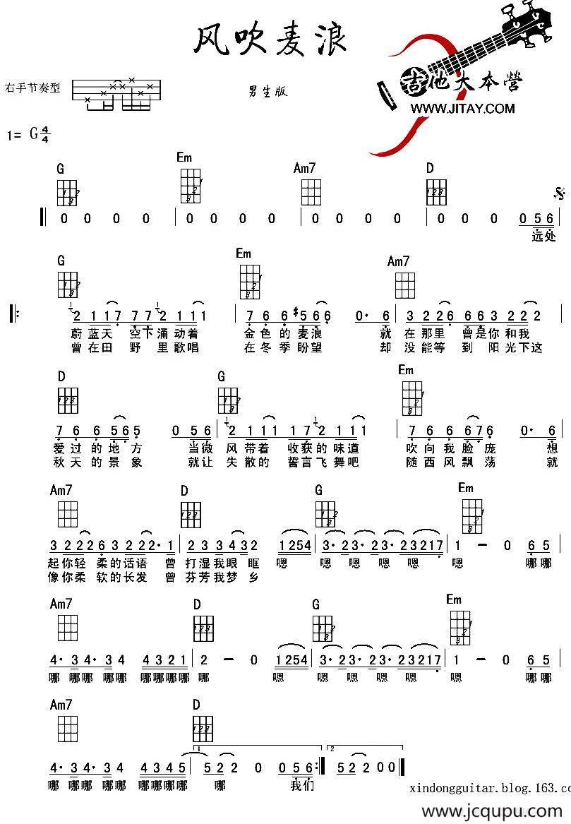 风吹麦浪谱子图片