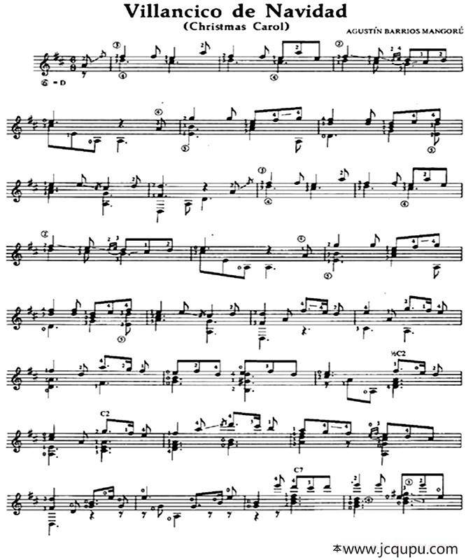 Villancico de Navidad（古典吉他）简谱
