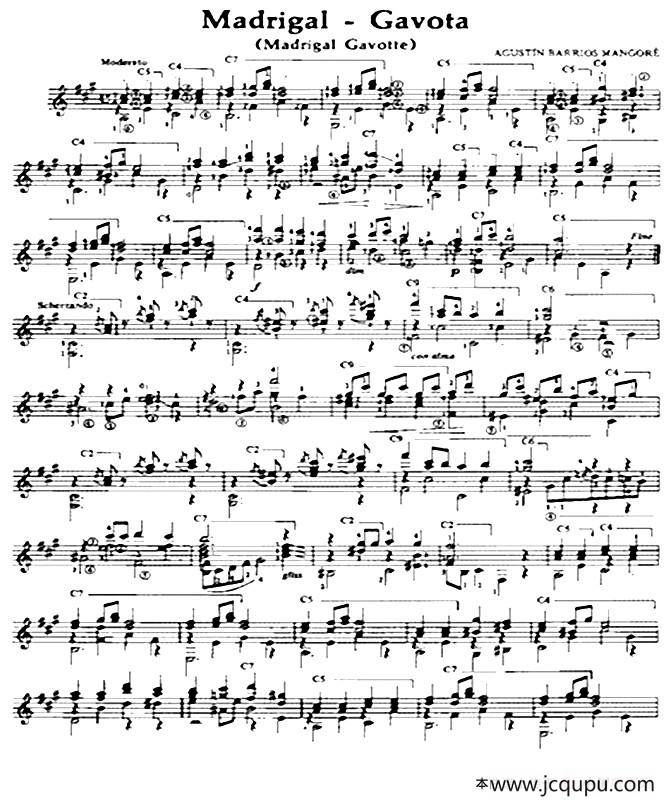 Madrigal - Gavota（古典吉他）简谱