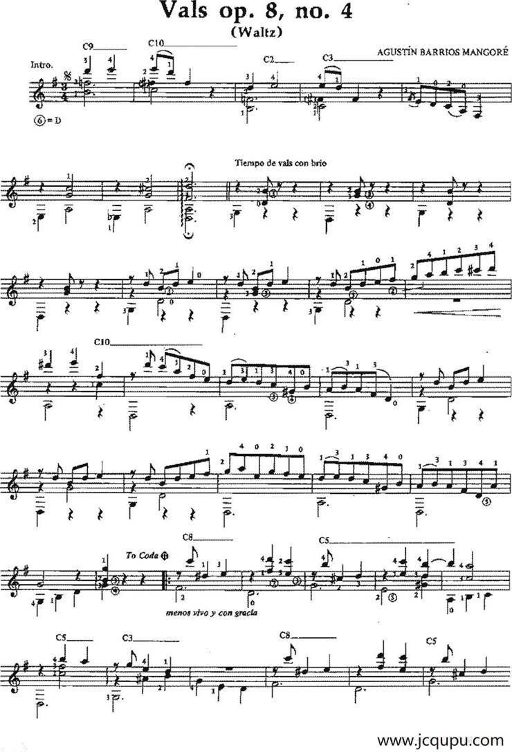 Vals op.8no.4（古典吉他）简谱